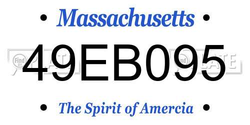 49EB095 Massachusetts License Plate