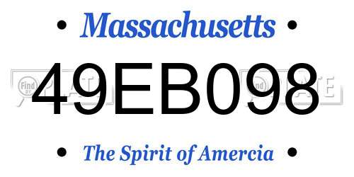 49EB098 Massachusetts License Plate