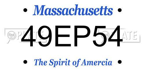49EP54 Massachusetts License Plate