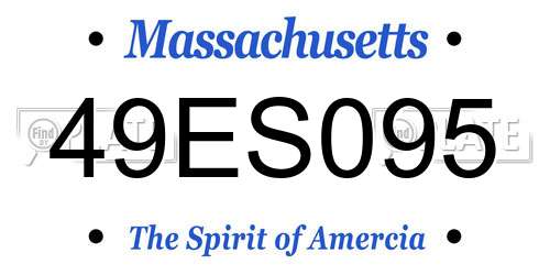 49ES095 Massachusetts License Plate