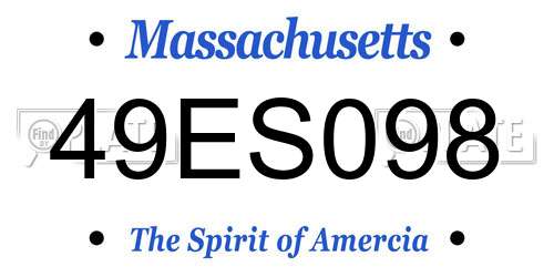 49ES098 Massachusetts License Plate
