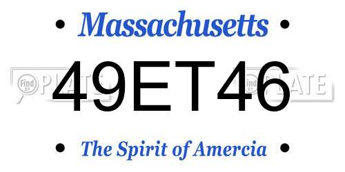 49ET46 Massachusetts License Plate