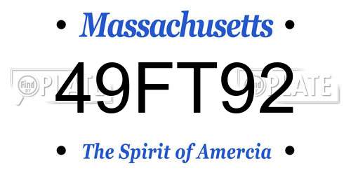 49FT92 Massachusetts License Plate
