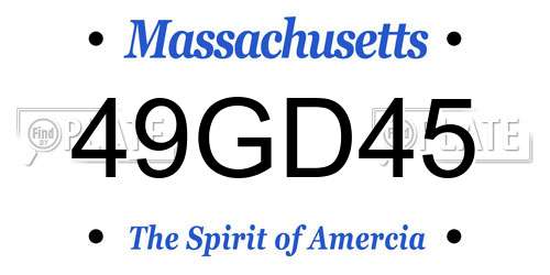 49GD45 Massachusetts License Plate