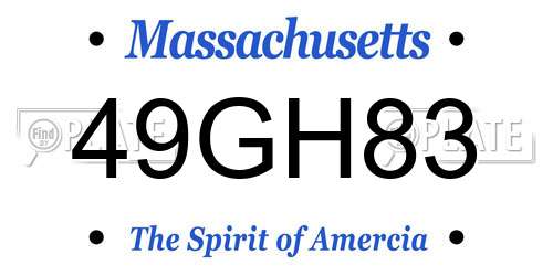 49GH83 Massachusetts License Plate