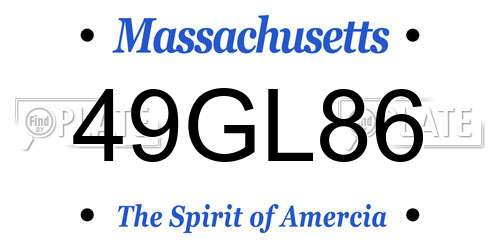 49GL86 Massachusetts License Plate