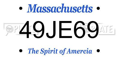 49JE69 Massachusetts License Plate