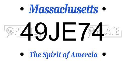 49JE74 Massachusetts License Plate