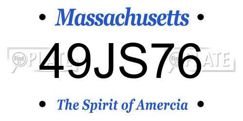 49JS76 Massachusetts License Plate