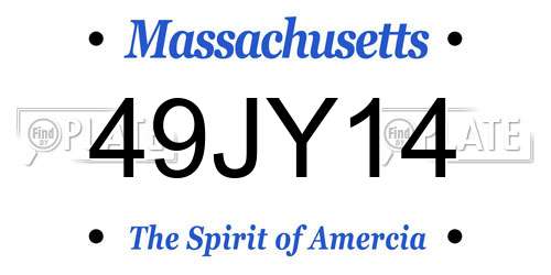 49JY14 Massachusetts License Plate