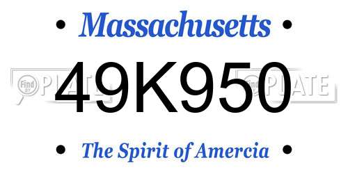 49K950 Massachusetts License Plate