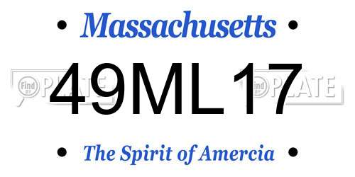 49ML17 Massachusetts License Plate