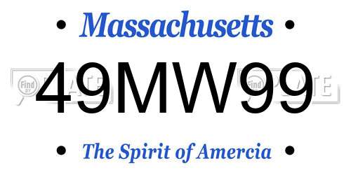 49MW99 Massachusetts License Plate