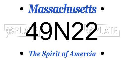 49N22 Massachusetts License Plate