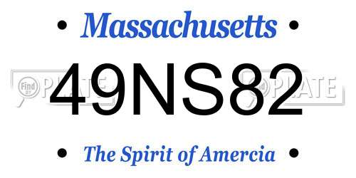 49NS82 Massachusetts License Plate