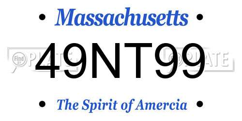 49NT99 Massachusetts License Plate