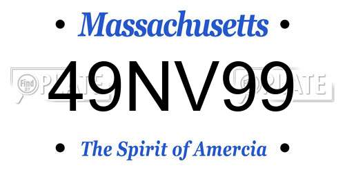 49NV99 Massachusetts License Plate