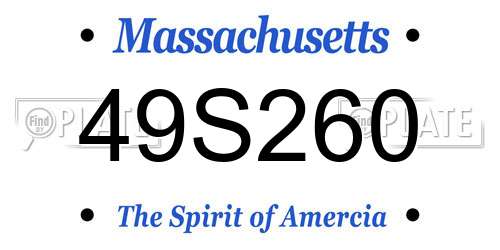 49S260 Massachusetts License Plate