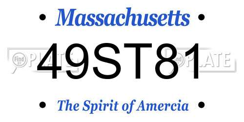 49ST81 Massachusetts License Plate