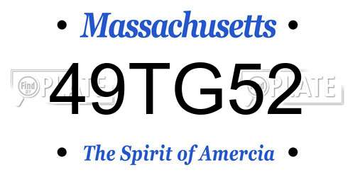49TG52 Massachusetts License Plate