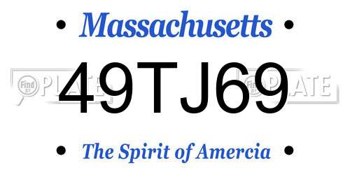 49TJ69 Massachusetts License Plate