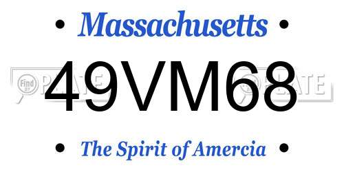 49VM68 Massachusetts License Plate