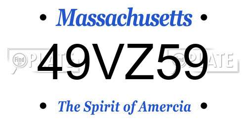 49VZ59 Massachusetts License Plate