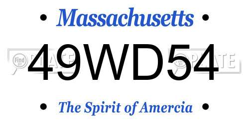 49WD54 Massachusetts License Plate