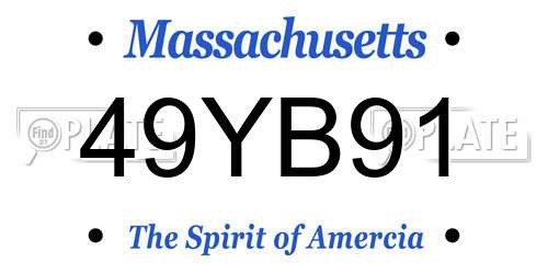 49YB91 Massachusetts License Plate