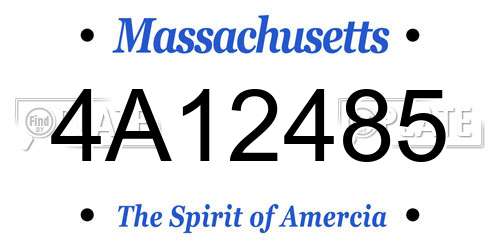 4A12485 Massachusetts License Plate