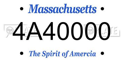 4A40000 Massachusetts License Plate
