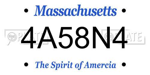 4A58N4 Massachusetts License Plate