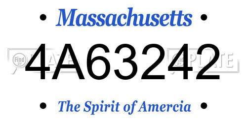 4A63242 Massachusetts License Plate
