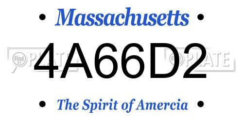 4A66D2 Massachusetts License Plate