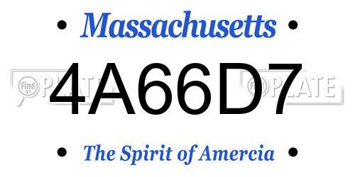 4A66D7 Massachusetts License Plate