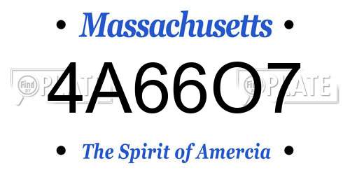 4A66O7 Massachusetts License Plate