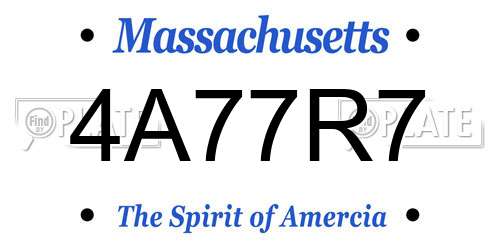 4A77R7 Massachusetts License Plate
