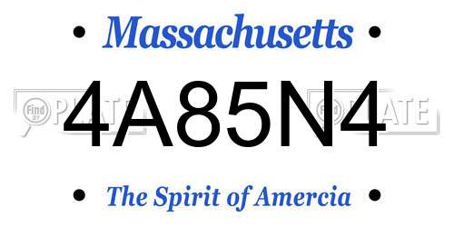 4A85N4 Massachusetts License Plate