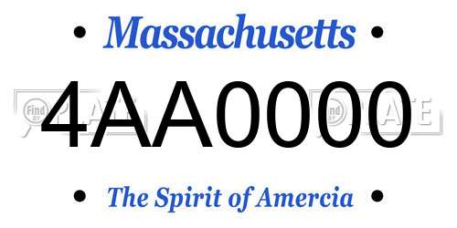4AA0000 Massachusetts License Plate
