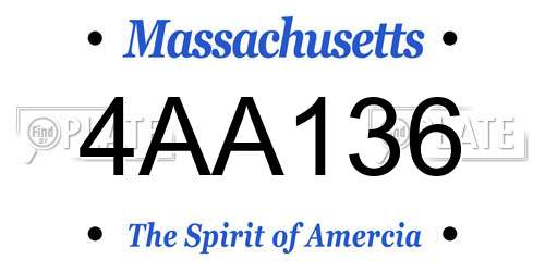 4AA136 Massachusetts License Plate