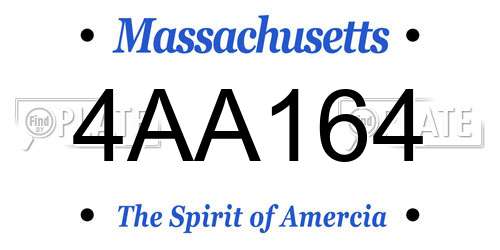 4AA164 Massachusetts License Plate