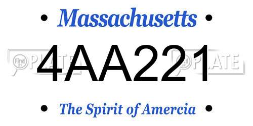 4AA221 Massachusetts License Plate