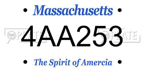 4AA253 Massachusetts License Plate