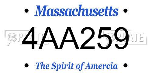 4AA259 Massachusetts License Plate