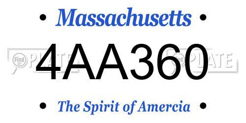 4AA360 Massachusetts License Plate
