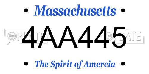 4AA445 Massachusetts License Plate