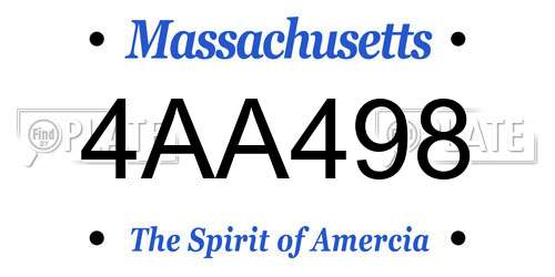4AA498 Massachusetts License Plate