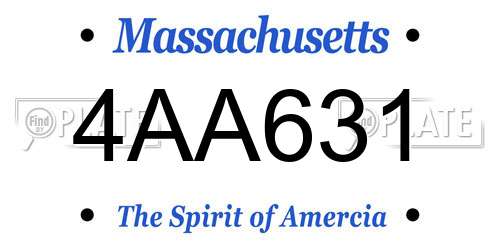 4AA631 Massachusetts License Plate