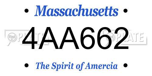 4AA662 Massachusetts License Plate