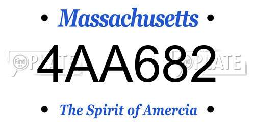 4AA682 Massachusetts License Plate